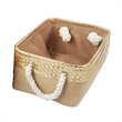 Nesting Basket Set of 3- Rope Handles- Gold Accents- Brown Jute Fabric