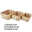Nesting Basket Set of 3- Rope Handles- Gold Accents- Brown Jute Fabric