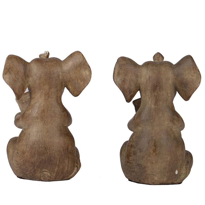 Accent Bookends Set of 2- Reading Elephants- Antique Brown- 9 Inch