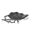 Decorative Leaf Accent Bowl Tray- 16 Inch Antique Silver Aluminum