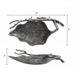 Decorative Leaf Accent Bowl Tray- 16 Inch Antique Silver Aluminum