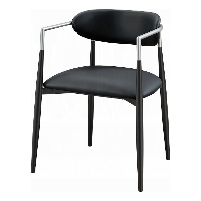 Vonn Dining Armchair Set of 2- Faux Leather Seat- Curved Back- Black Metal