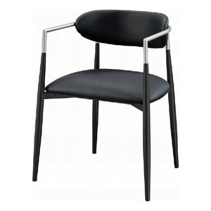 Vonn Dining Armchair Set of 2- Faux Leather Seat- Curved Back- Black Metal