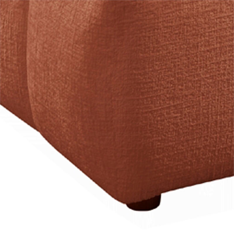 Leya Modular Ottoman- Tufted Coral Red Linen- 43 Inch Rectangular Seat