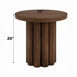 Sana Side End Table- 20 Inch Round Top- Rustic Fluted Base- Dark Brown
