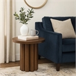 Sana Side End Table- 20 Inch Round Top- Rustic Fluted Base- Dark Brown