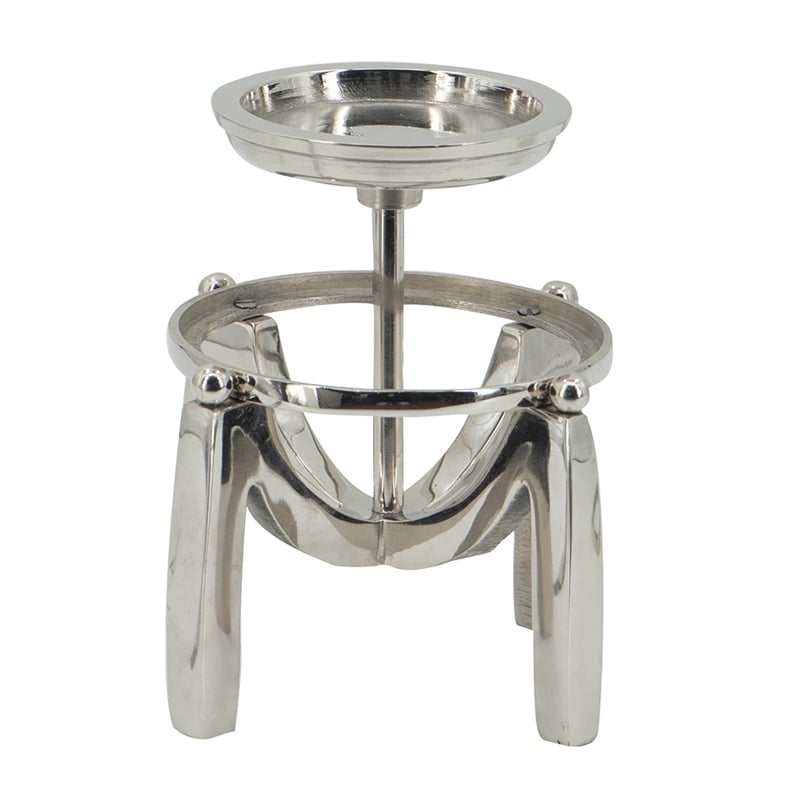 Rexy Hurricane Candle Holder- Minimalist Silver Legs- Clear Glass 16 Inch