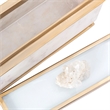 Plushy Decorative Box with Lid- White Marble- Gold Aluminum-Iron 14 Inch