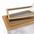 Plushy Decorative Box with Lid- White Marble- Gold Aluminum-Iron 14 Inch
