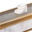 Plushy Decorative Box with Lid- White Marble- Gold Aluminum-Iron 14 Inch