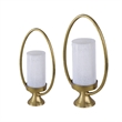 Beth Bascom Hurricane Candleholder Set of 2- Gold- White Glass 22- 27 Inch