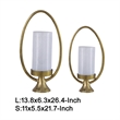 Beth Bascom Hurricane Candleholder Set of 2- Gold- White Glass 22- 27 Inch