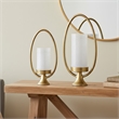 Beth Bascom Hurricane Candleholder Set of 2- Gold- White Glass 22- 27 Inch