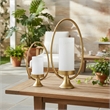 Beth Bascom Hurricane Candleholder Set of 2- Gold- White Glass 22- 27 Inch