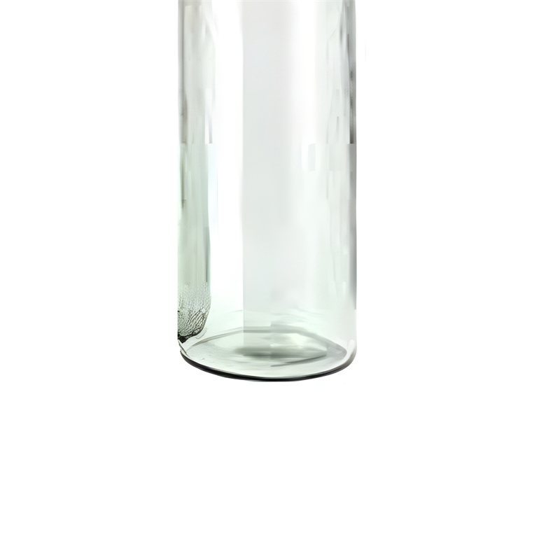 Hazie Decorative Glass Bottles Set of 3- Mango Wood Tops- 16 and 18 Inch