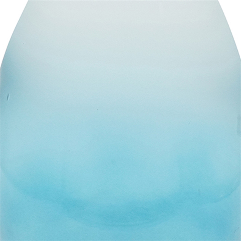 Ethan Decorative Bottle with Lid- Gold Metal Detail- Blue-White Glass 15in