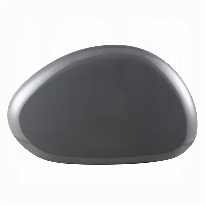 Fory Coffee Table- 46 Inch Oval Top with Low Metal Base- High Gloss Gray