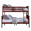 Rita Twin over Full Bunk Bed- Slatted Frame- Fixed Ladder- Cherry Brown