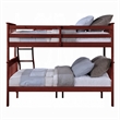 Rita Twin over Full Bunk Bed- Slatted Frame- Fixed Ladder- Cherry Brown