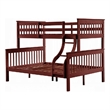 Rita Twin over Full Bunk Bed- Slatted Frame- Fixed Ladder- Cherry Brown