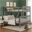 Rita Twin over Full Bunk Bed- Slatted Frame- Fixed Ladder- Gray and Brown