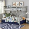 Rita Twin over Full Bunk Bed- Slatted Frame- Fixed Ladder- Gray and Brown