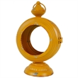 Cia Candle Holder- 13 Inch Round Shape- Yellow Iron with Glass Center