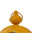 Cia Candle Holder- 13 Inch Round Shape- Yellow Iron with Glass Center