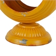 Cia Candle Holder- 13 Inch Round Shape- Yellow Iron with Glass Center