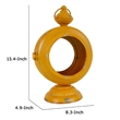 Cia Candle Holder- 13 Inch Round Shape- Yellow Iron with Glass Center