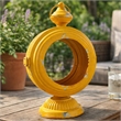 Cia Candle Holder- 13 Inch Round Shape- Yellow Iron with Glass Center