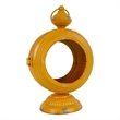 Cia Candle Holder- 13 Inch Round Shape- Yellow Iron with Glass Center