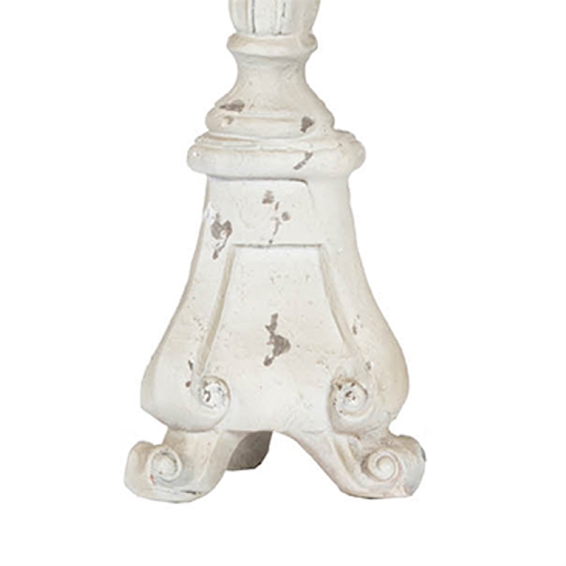 Jewa Vintage Pillar Candle Holder- 25 Inch Distressed White Magnesia