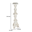 Jewa Vintage Pillar Candle Holder- 25 Inch Distressed White Magnesia