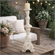 Jewa Vintage Pillar Candle Holder- 25 Inch Distressed White Magnesia