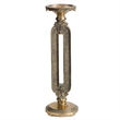 Candle Holder- Antique Gold Tabletop Accent- 14 Inch Keyhole Stem