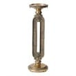 Candle Holder- Antique Gold Tabletop Accent- 14 Inch Keyhole Stem