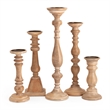 Hez 5pc Turned Candle Holder Set- Classic Accent- Rustic Brown Wood