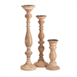 Hez 5pc Turned Candle Holder Set- Classic Accent- Rustic Brown Wood