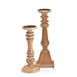 Hez 5pc Turned Candle Holder Set- Classic Accent- Rustic Brown Wood