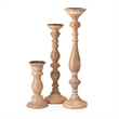 Hez 5pc Turned Candle Holder Set- Classic Accent- Rustic Brown Wood