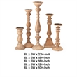Hez 5pc Turned Candle Holder Set- Classic Accent- Rustic Brown Wood