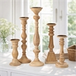 Hez 5pc Turned Candle Holder Set- Classic Accent- Rustic Brown Wood