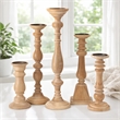 Hez 5pc Turned Candle Holder Set- Classic Accent- Rustic Brown Wood