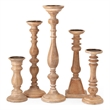 Hez 5pc Turned Candle Holder Set- Classic Accent- Rustic Brown Wood