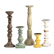 Hez 5pc Layered Candle Holder Set- Distressed Cream and Brown Wood