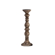 Hez 5pc Layered Candle Holder Set- Distressed Cream and Brown Wood
