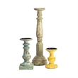 Hez 5pc Layered Candle Holder Set- Distressed Cream and Brown Wood