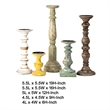 Hez 5pc Layered Candle Holder Set- Distressed Cream and Brown Wood