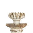 Candle Holder- Lotus Flower Style Top- Turned Body- White Wood 19 Inch